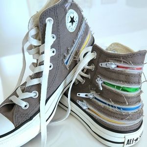 SOLD RARE Converse All Star High Top Sneakers with Zipper Multicolor Detail